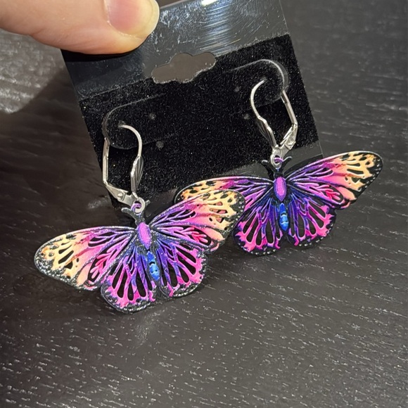 Butterfly Laser Cut Rainbow Butterly Earrings - Picture 9 of 9